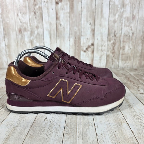 New Balance 515 Sneakers Burgundy Gold Accents Lifestyle Shoes Size 8 - Picture 1 of 8
